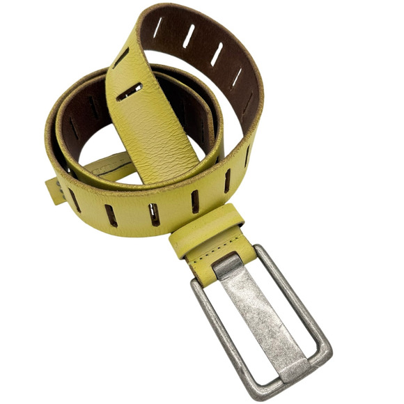 Free People We The Free Jona Belt Butter Yellow Haze Leather NWT Size M/L - Picture 1 of 5